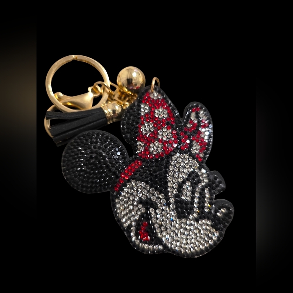 Minnie Mouse Rhinestone Bag Charm Keychain